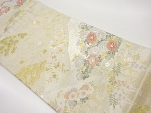 JAPANESE FUKURO OBI / WOVEN FLORAL PLANTS